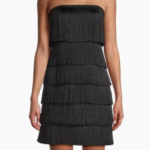 Milly Nuoir Metallic Fringe Strapless Minidress